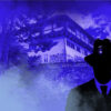 Dies ist das Titelbild des Find-the-Code Frauenfeld Standard Spiel - Thurgauer Legenden. Dieses Bild zeigt den verrückten Kriminellen von Find-the-Code, dem Outdoor Escape Game, als Schatten vor der Altstadt in Frauenfeld. Im Hintergrund ist das Schloss in Frauenfeld zu sehen.