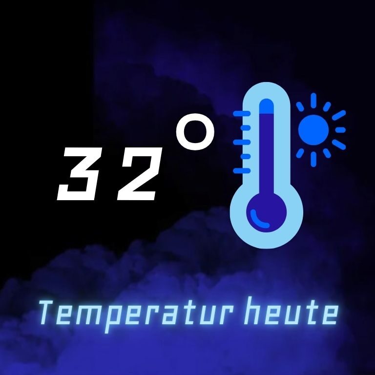 Auf dem Bild ist die Temperatur angegeben und ein Thermometer ist zu sehen