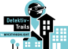 Dieses Bild zeigt das Logo von den Detektiv-Trails, der Schatzsuche mit Detektiv Dachs. Dies ist ein Produkt der MyCityHighlight. Auf dem Logo hat es 3 Häuser und den Kopf von Detektiv Dachs in einem Location Pin. Das Logo ist in den Farben Türkis, Weiss und Schwarz.